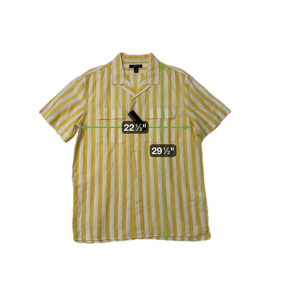 NWT Banana Republic Stripe Resort Shirt Linen Cotton Yellow White Striped M Tall - Picture 8 of 8